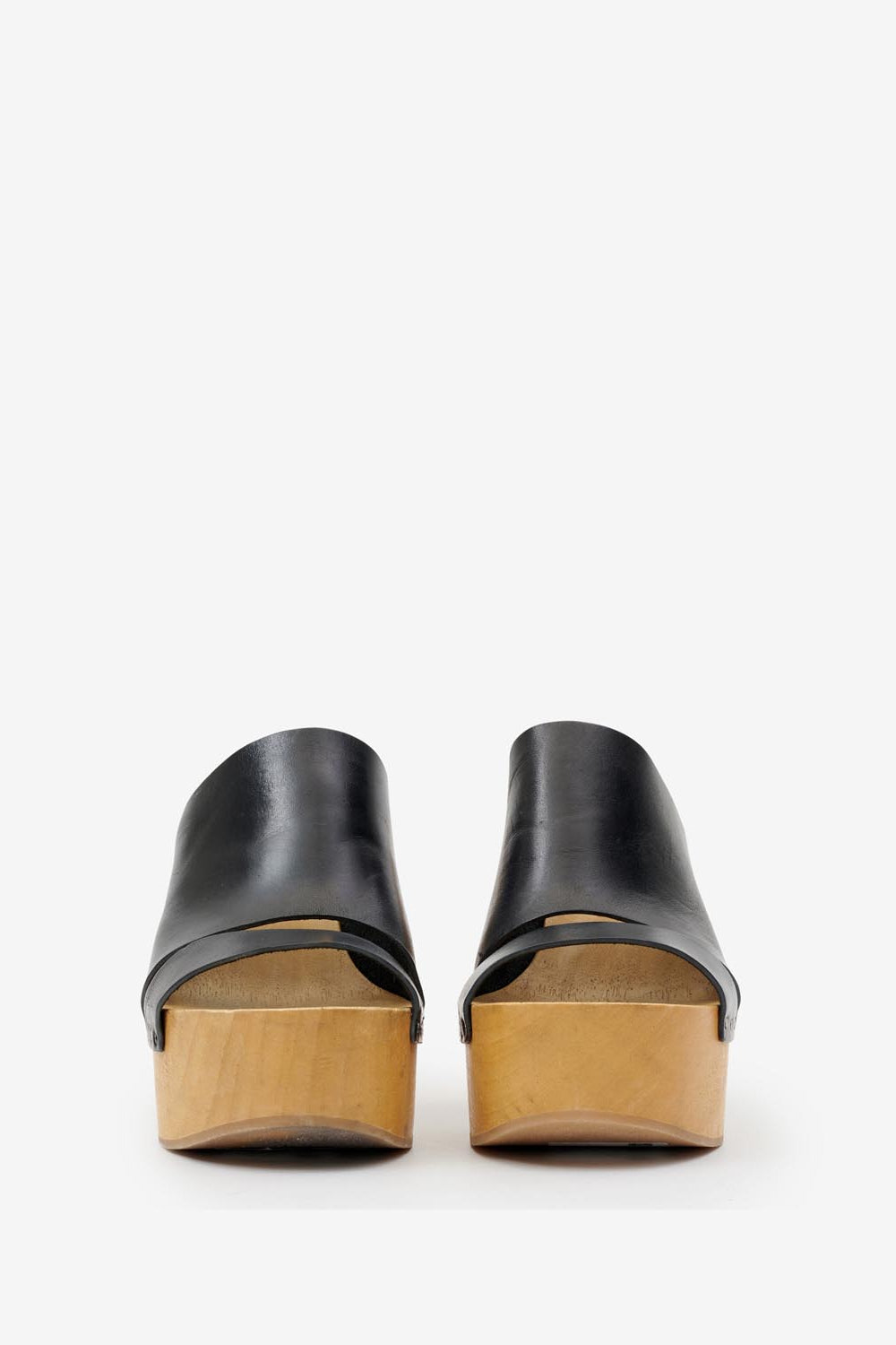 Zoccoli in pelle con tacco alto hyun - Nero - Woman - 4