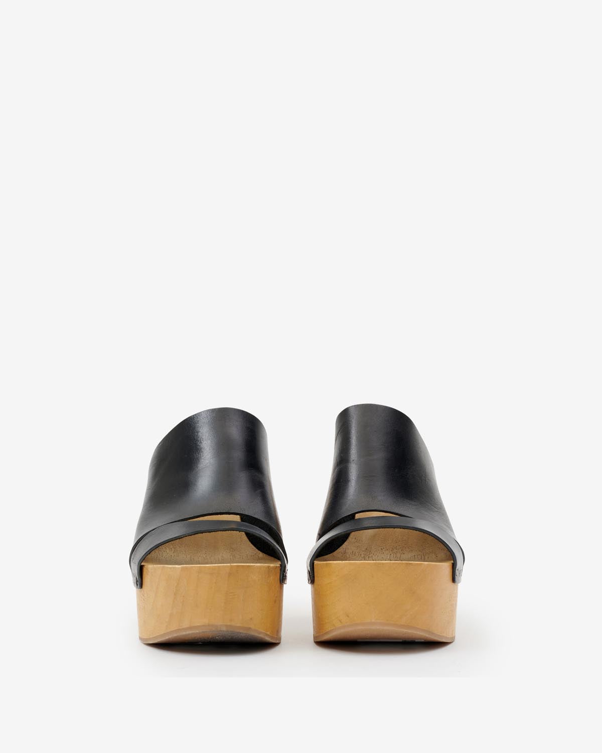 Sabots à talons hauts en cuir hyun - Noir - Woman - 4