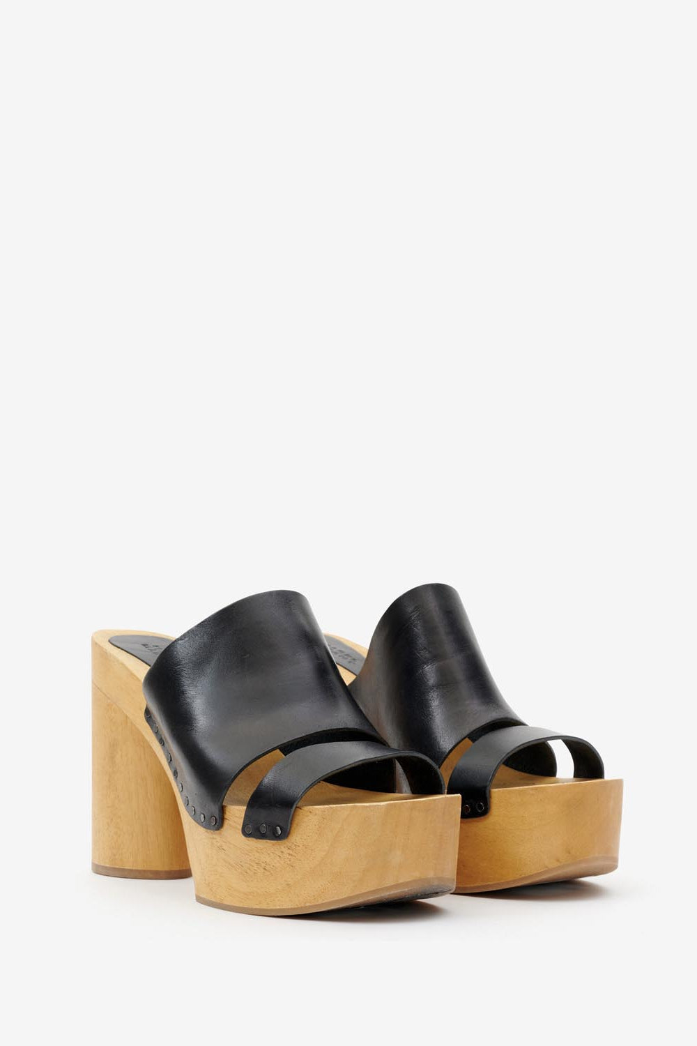 Zoccoli in pelle con tacco alto hyun - Nero - Woman - 3