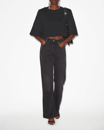 Zaely short cotton t-shirt - Black - Woman - 1