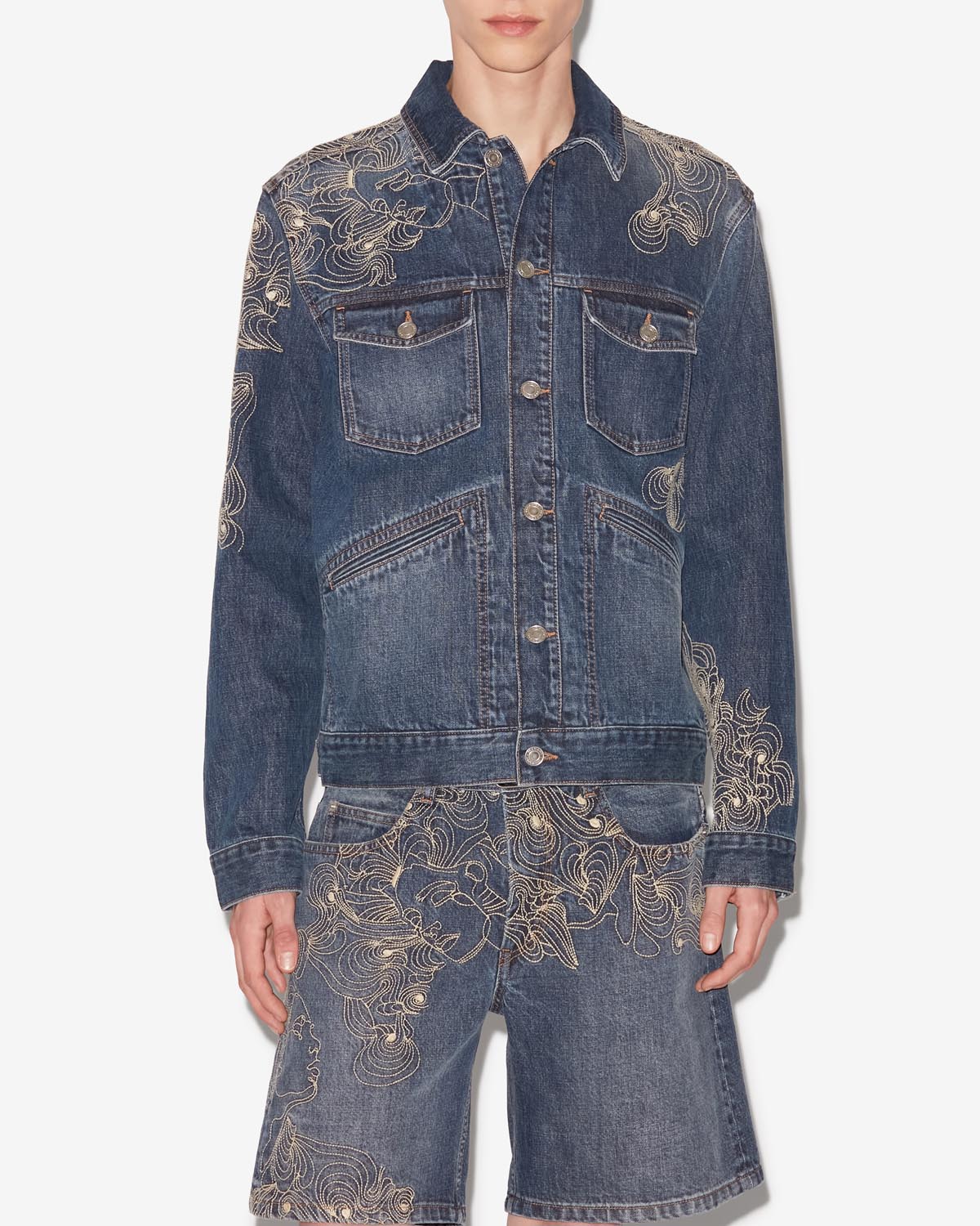 Veste en denim brodé jango - Bleu - Man - 3