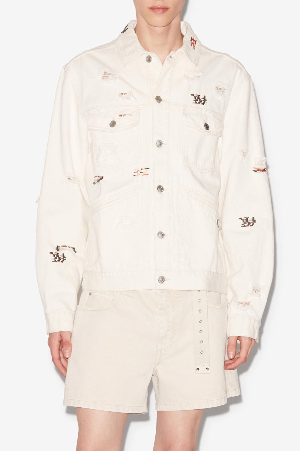 Veste en denim brodé jango - Écru - Man - 4