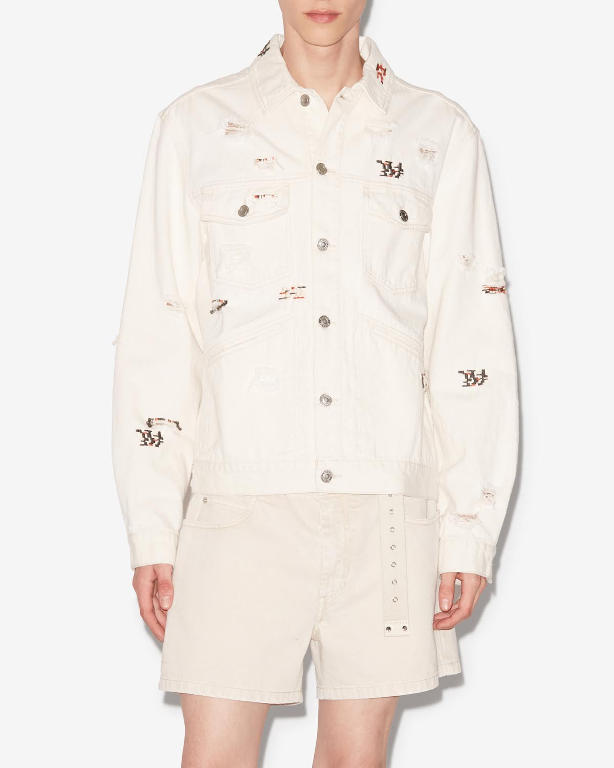 Bestickte jacke jango aus denim - Naturfarben - Man - 3