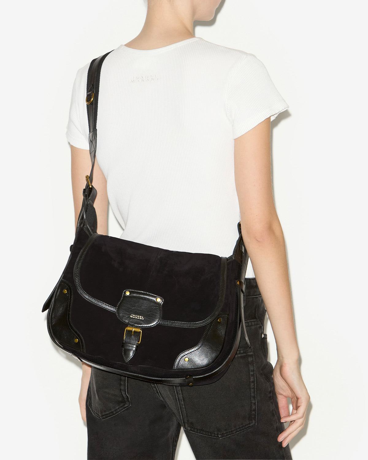 Borsa messenger sierra in pelle scamosciata - Nero lavato - Woman - 7