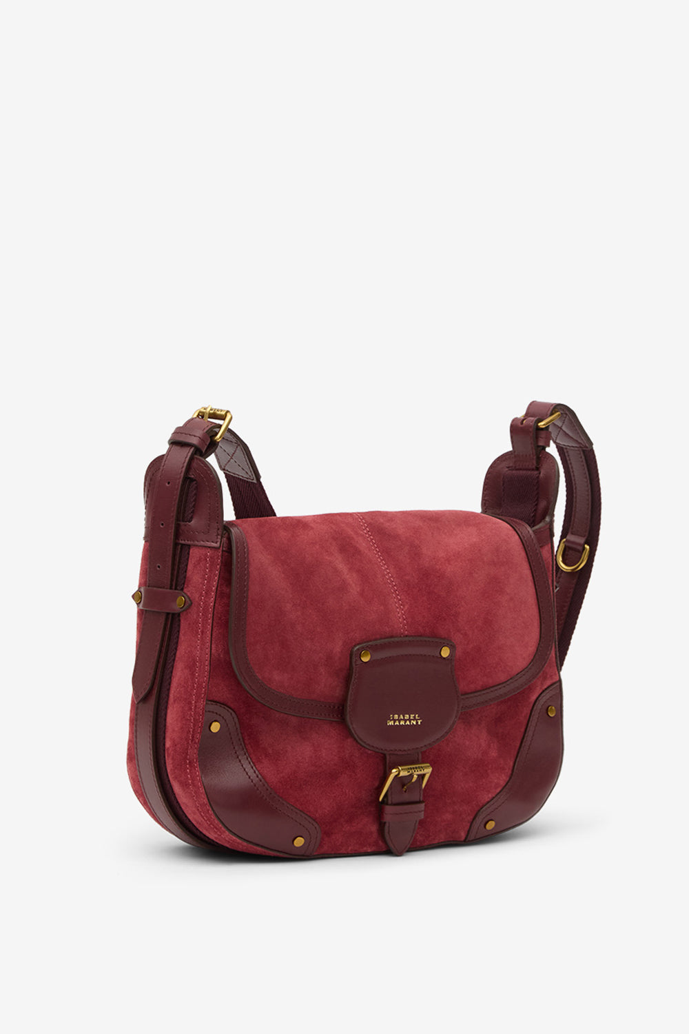 Sierra s suede calfskin leather messenger bag - Berry - Woman - 6