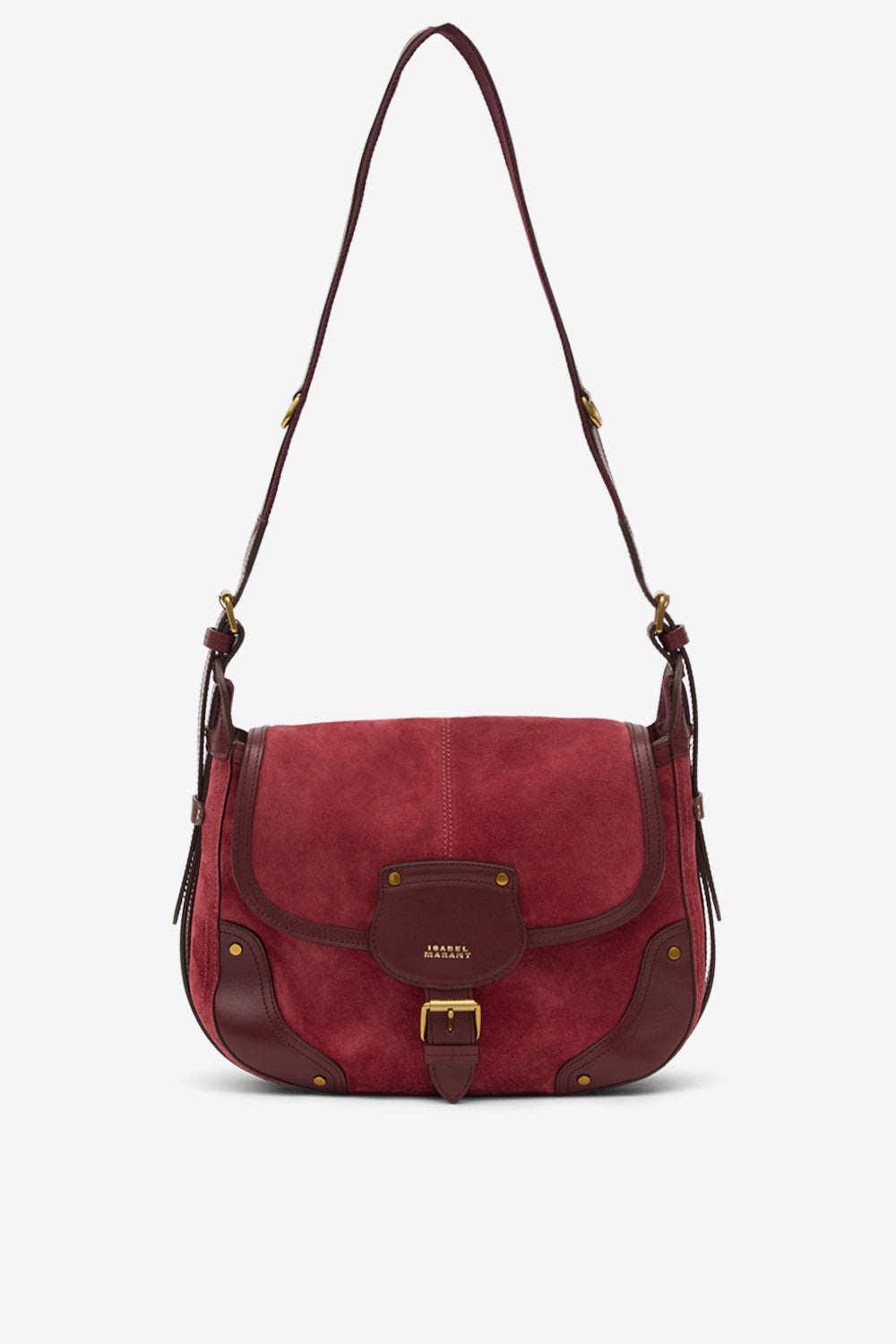 Sierra s suede calfskin leather messenger bag - Berry - Woman - 7