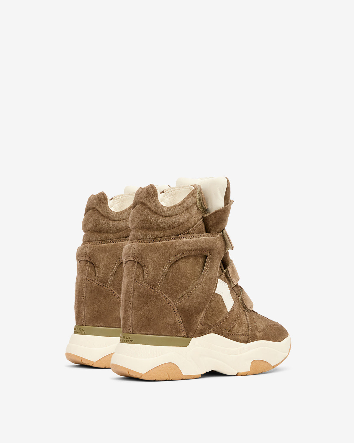 Zapatillas altas con cuña balskee de ante - Khaki-ecru - Woman - 2