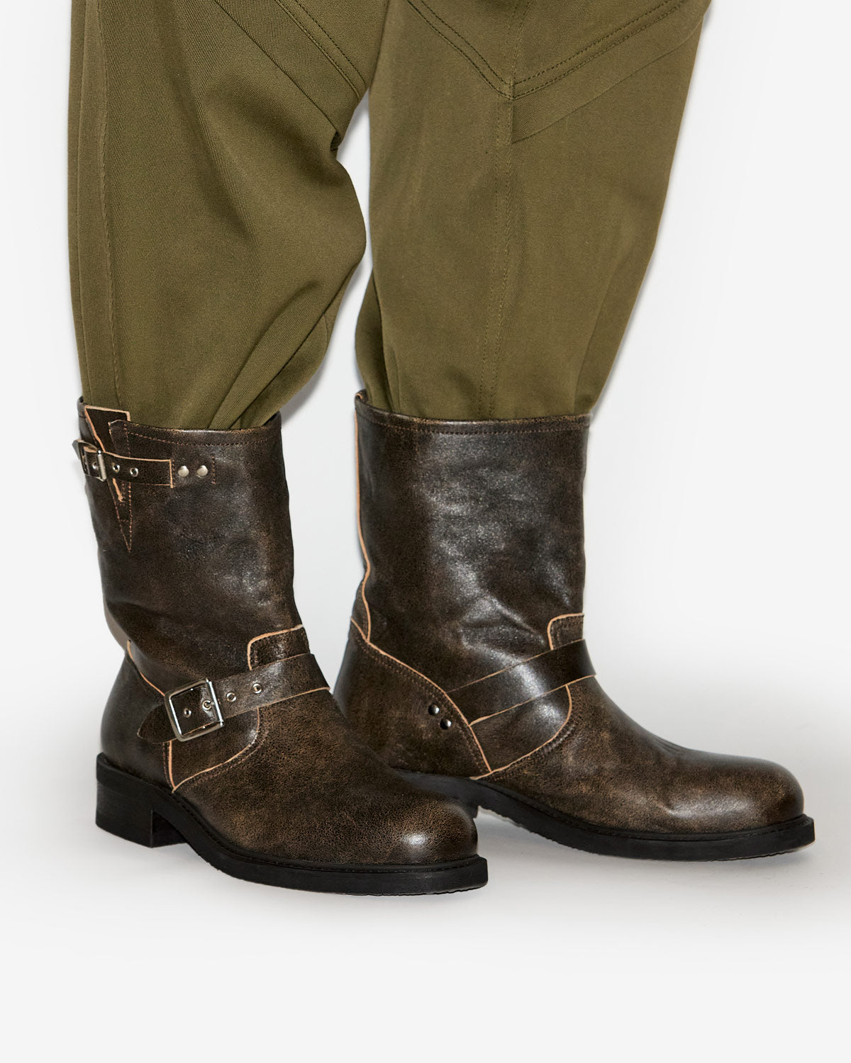 Stivali gazio stile biker in pelle effetto vintage - Vintage brown - Man - 2