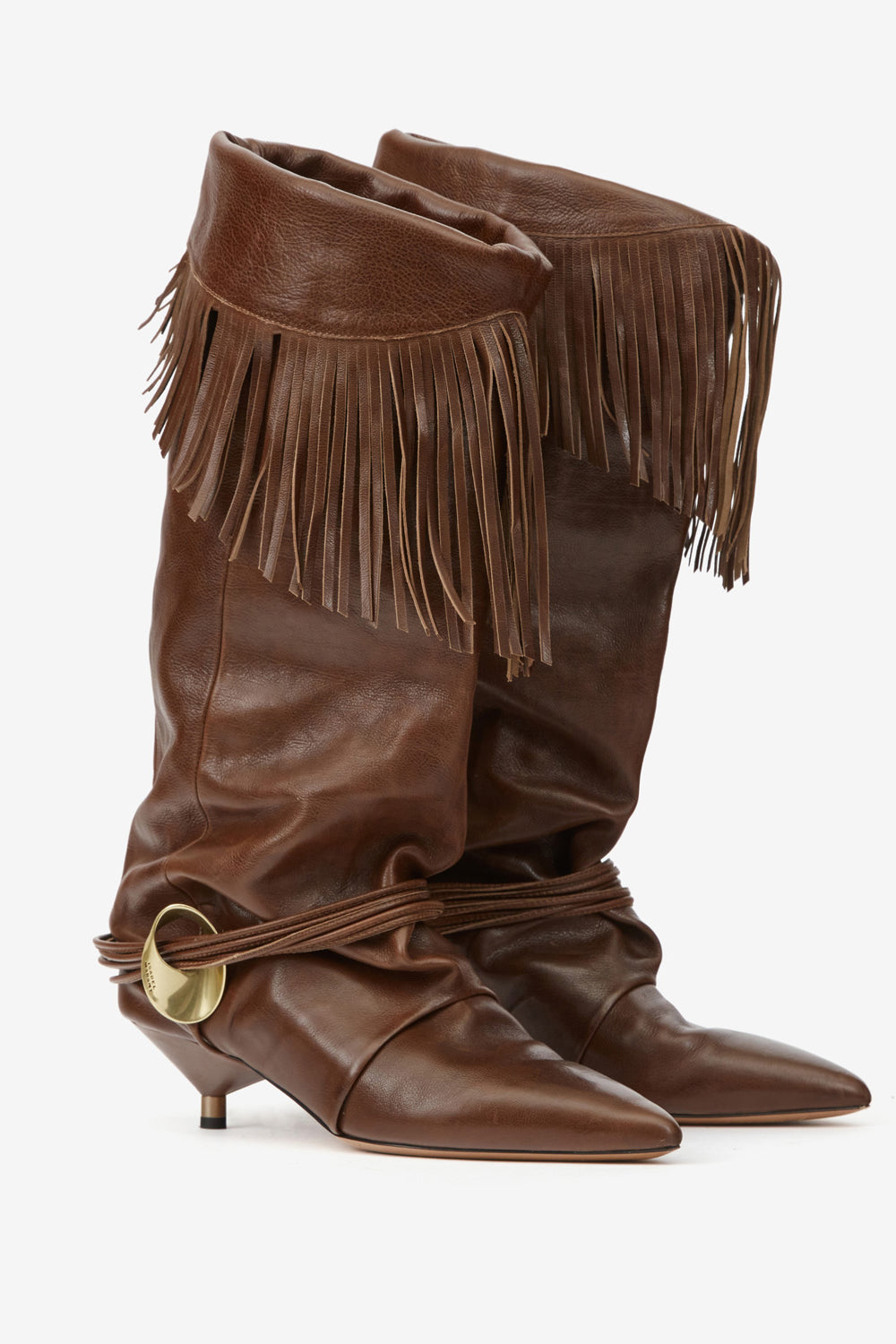 Elten tall draped fringed boots - Dark brown - Woman - 3