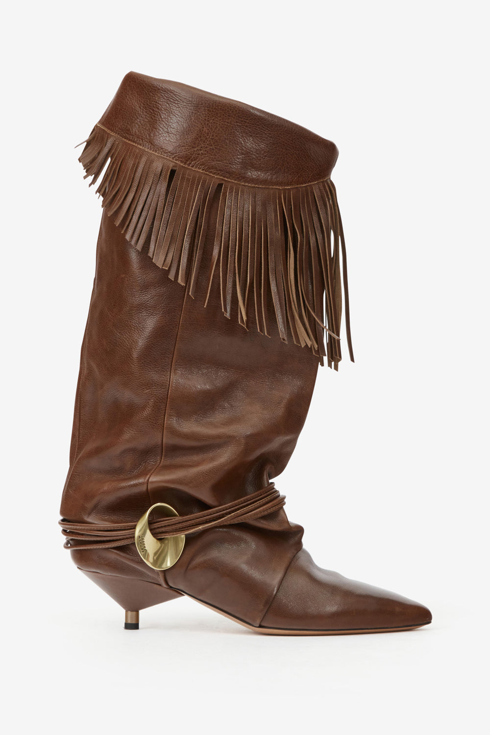 Elten tall draped fringed boots - Dark brown - Woman - 1