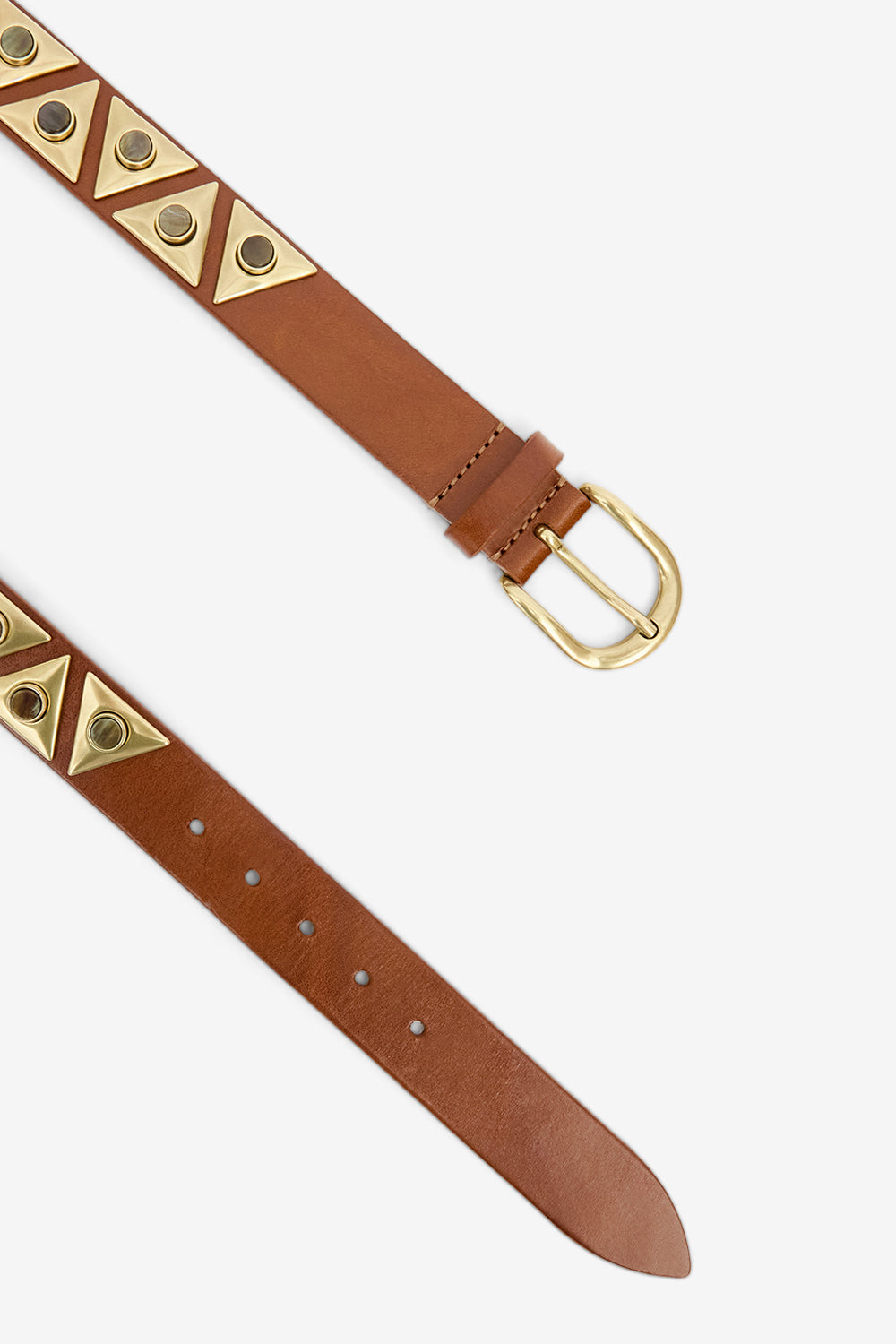 Cinturón veliana de cuero suave con adornos - Caqui - Woman - 3