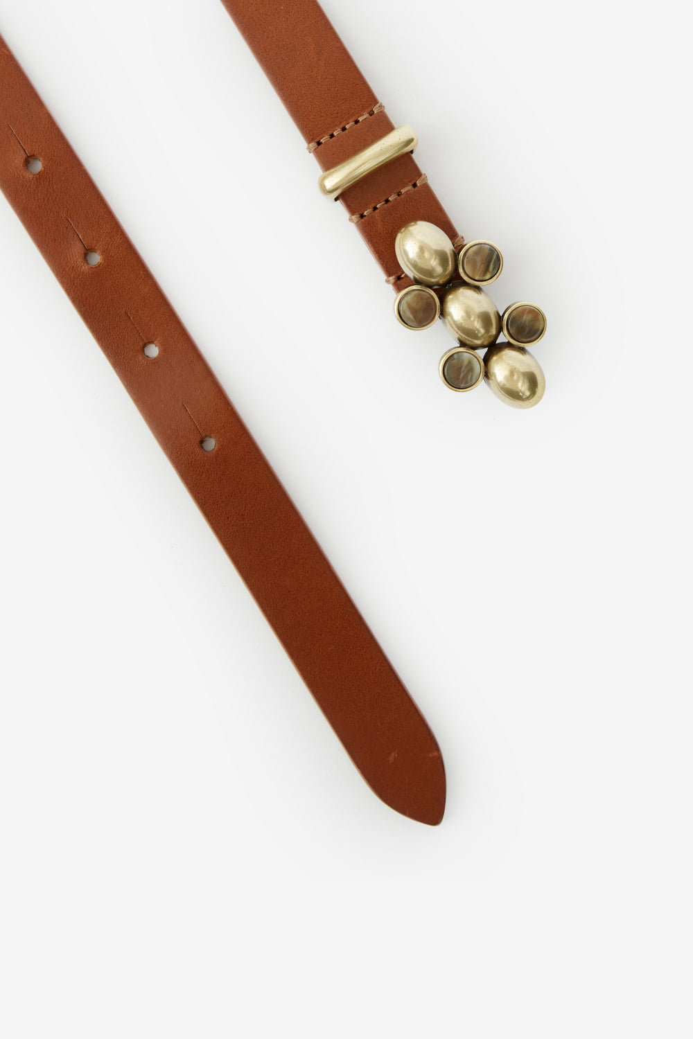 Valdez leather belt with a jewel buckle - Khaki - Woman - 3