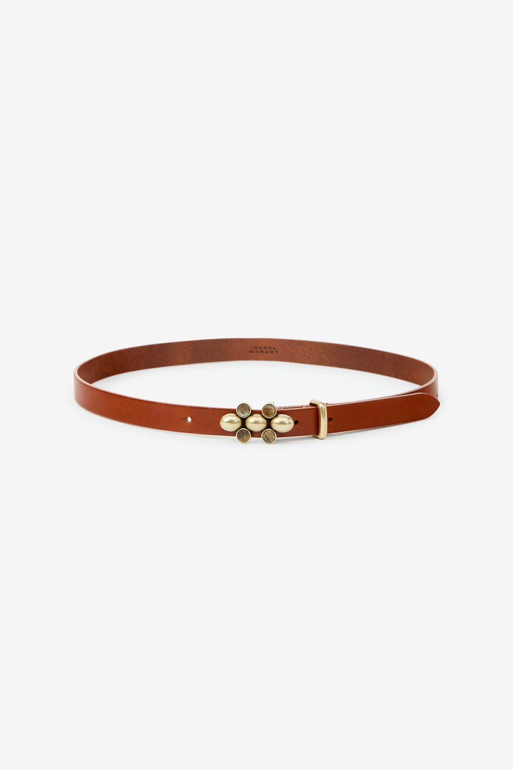 Valdez leather belt with a jewel buckle - Khaki - Woman - 1