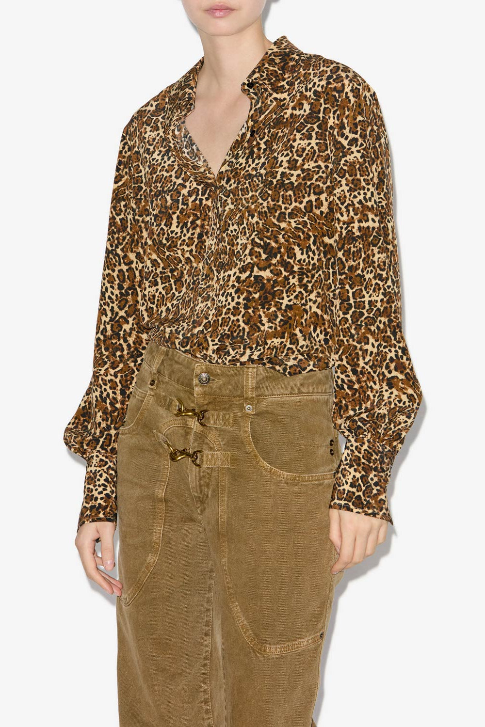 테이사(teysa) 프린트 실크 플루이드 셔츠 - Leopard - Woman - 3