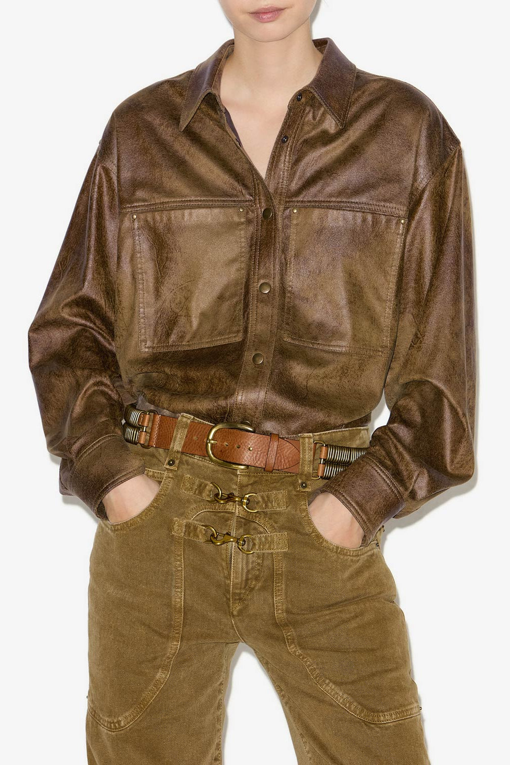 가비엘라(gabiela) 인조 스웨이드 셔츠 - 청동 - Woman - 3