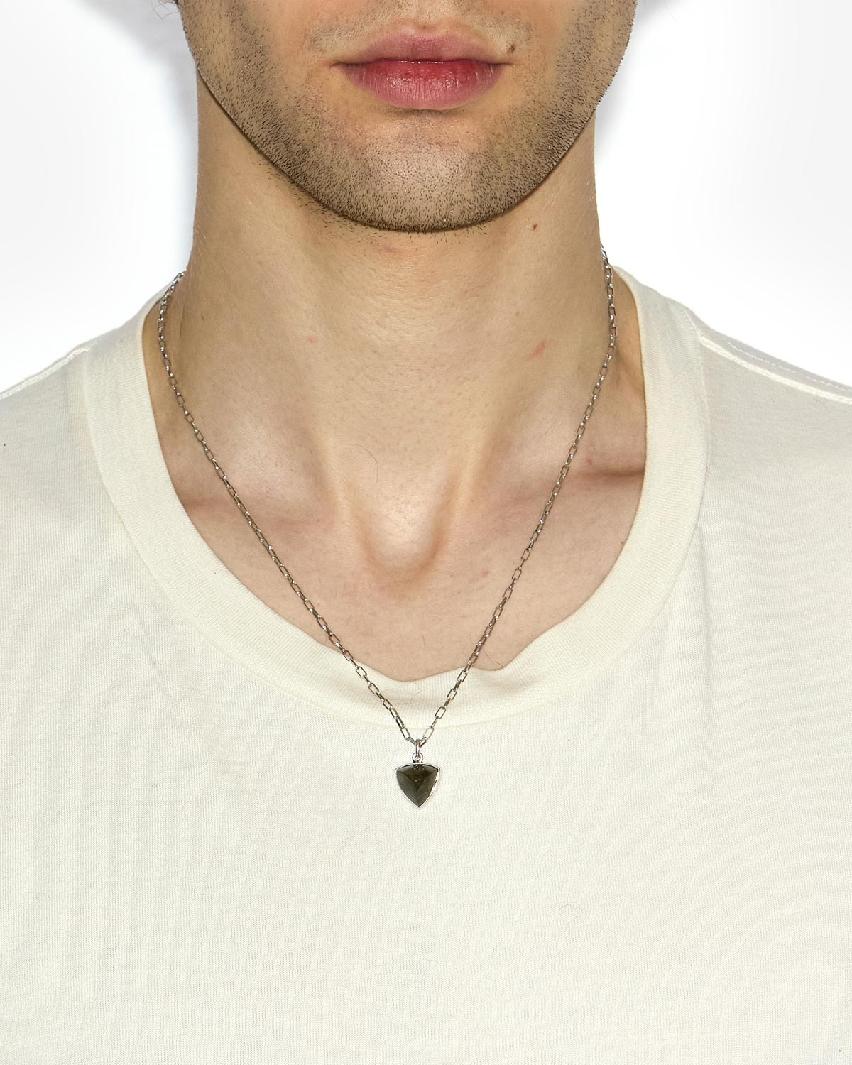 Collar con colgante de piedra cheerful man - Khaki-silver - Man - 2