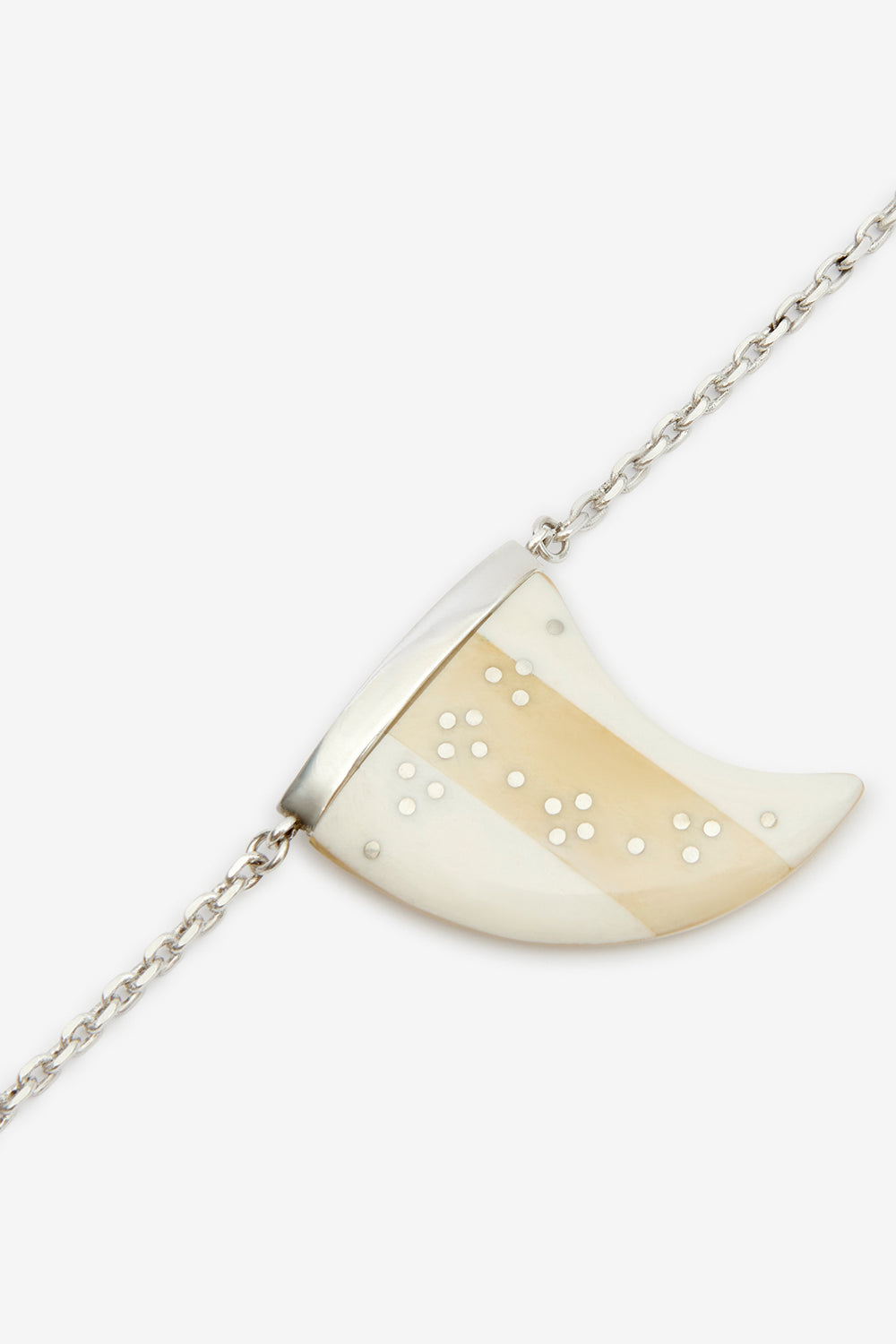 Collar con colgante de cuerno de búfalo ellen - Ecru-silver - Woman - 2