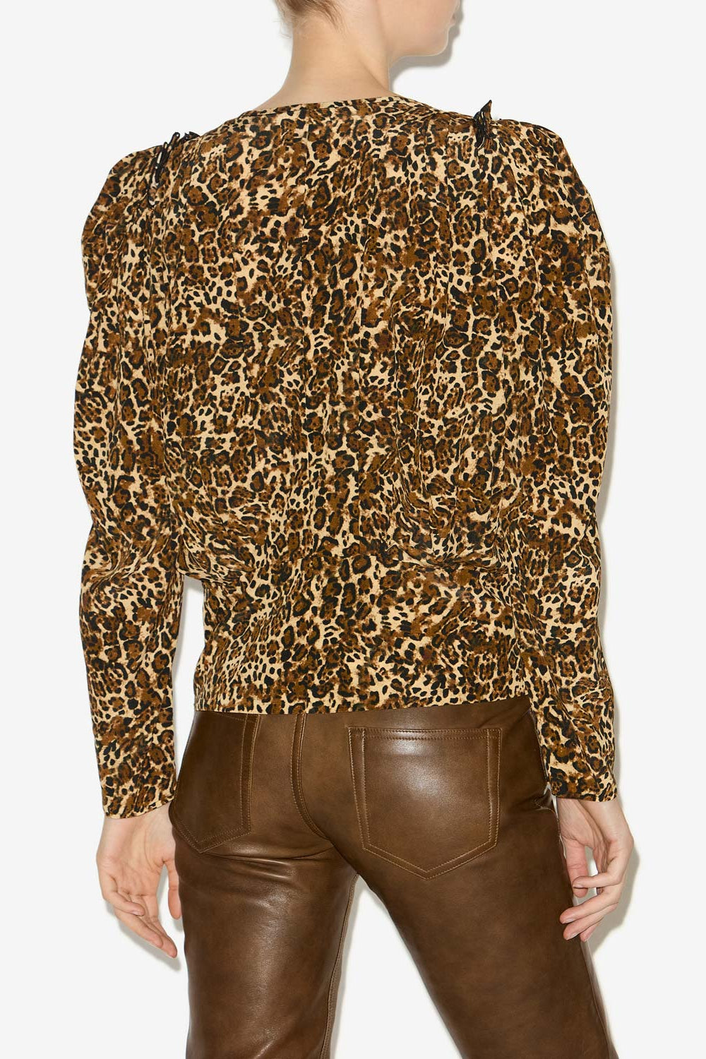 자르가(zarga) 실크 프린트 플리츠 블라우스 - Leopard - Woman - 5