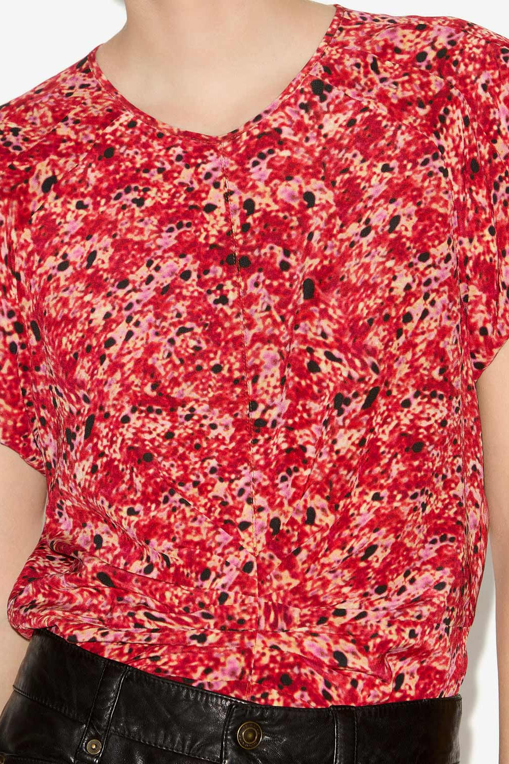 Top tullya de seda estampada - Rojo - Woman - 3