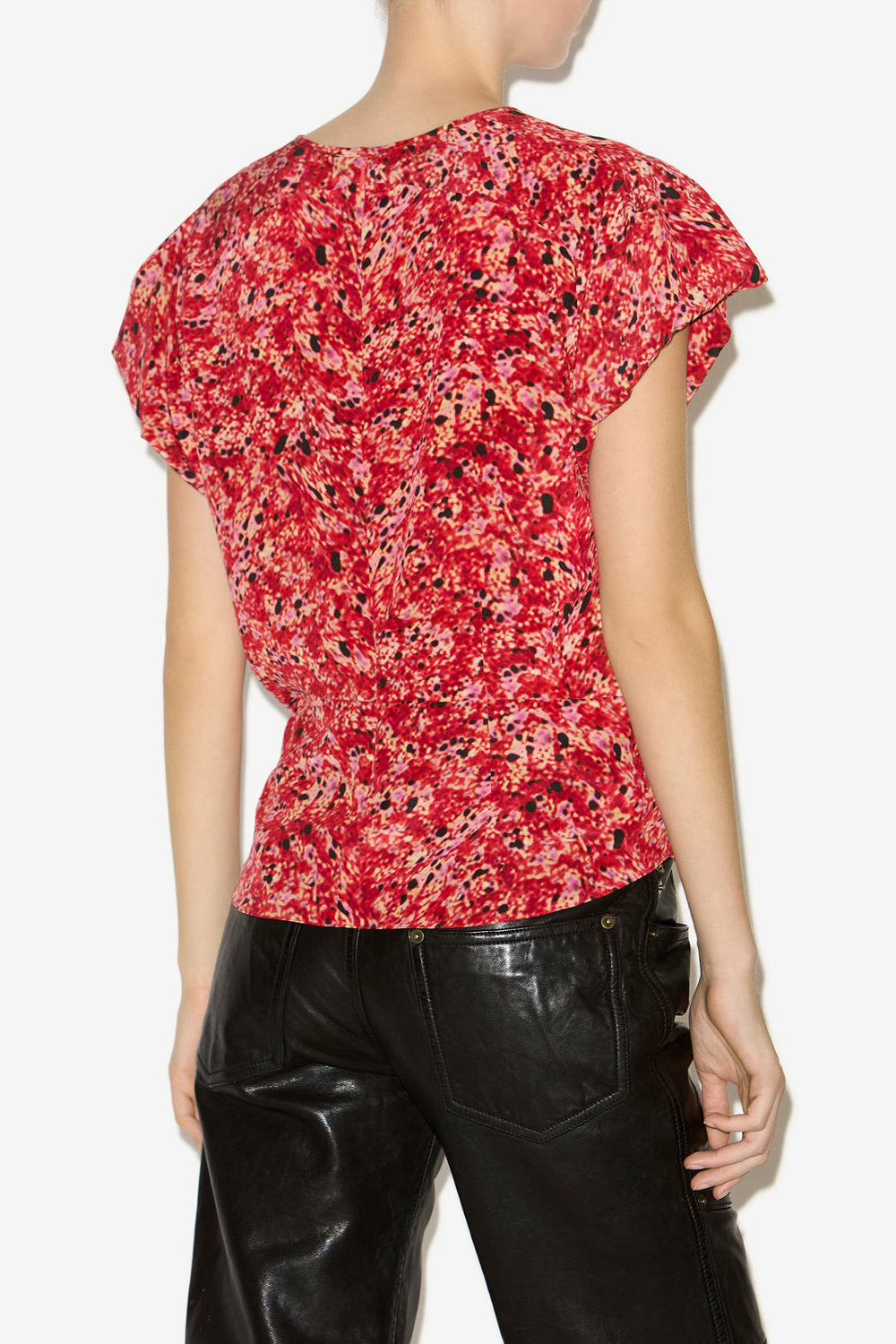 Top tullya de seda estampada - Rojo - Woman - 5