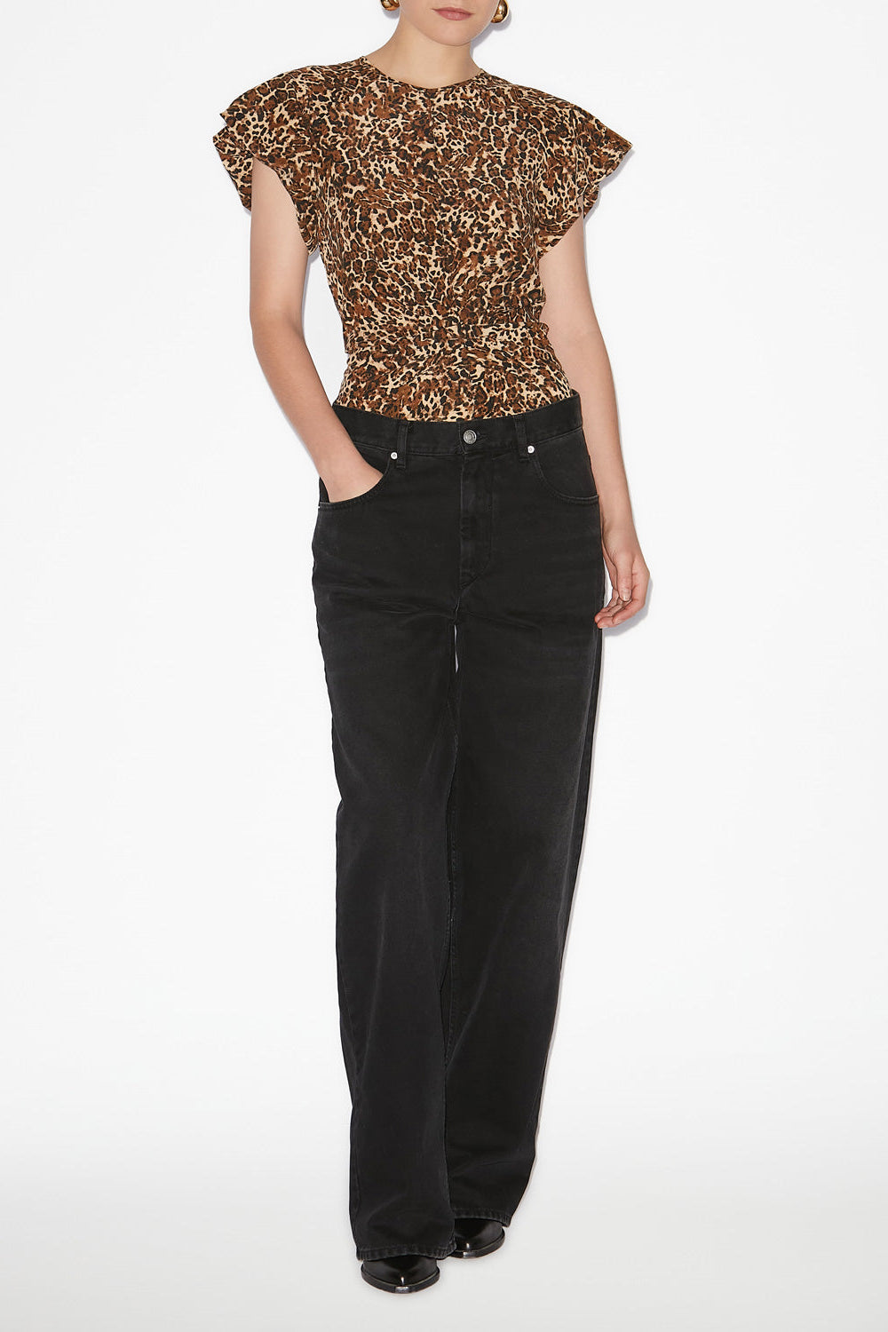 Top tullya de seda estampada - Leopard - Woman - 2