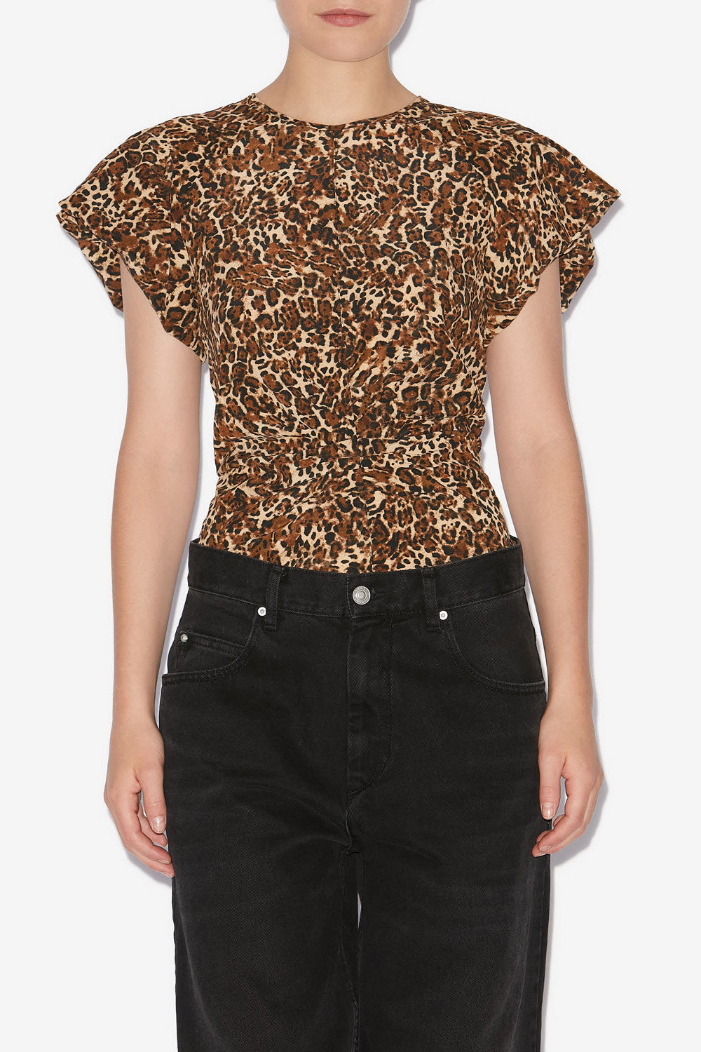 Top tullya de seda estampada - Leopard - Woman - 4