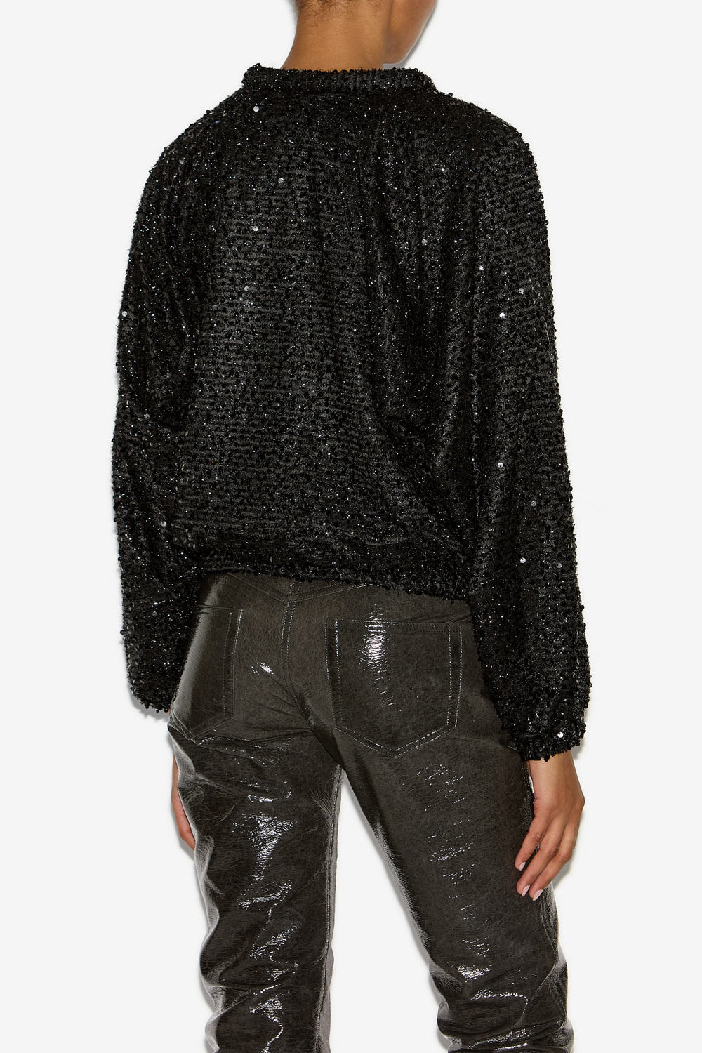 다비아(dabia) 스팽글 장식의 루즈한 탑 - 검은색 - Woman - 5