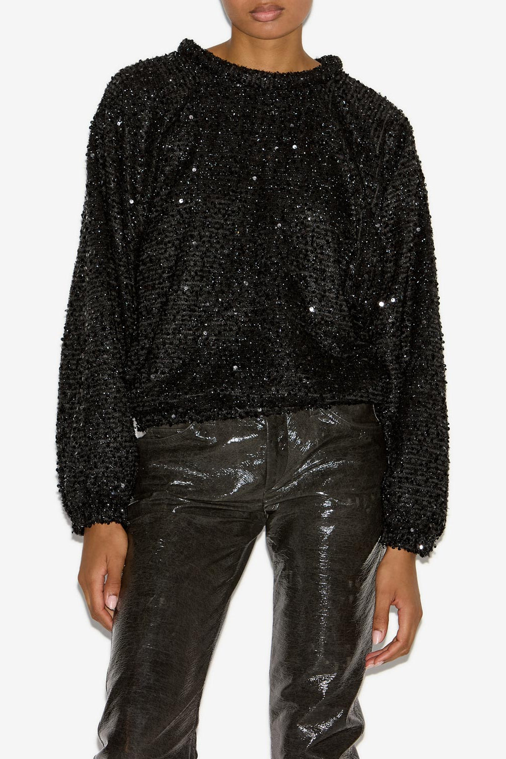 다비아(dabia) 스팽글 장식의 루즈한 탑 - 검은색 - Woman - 4