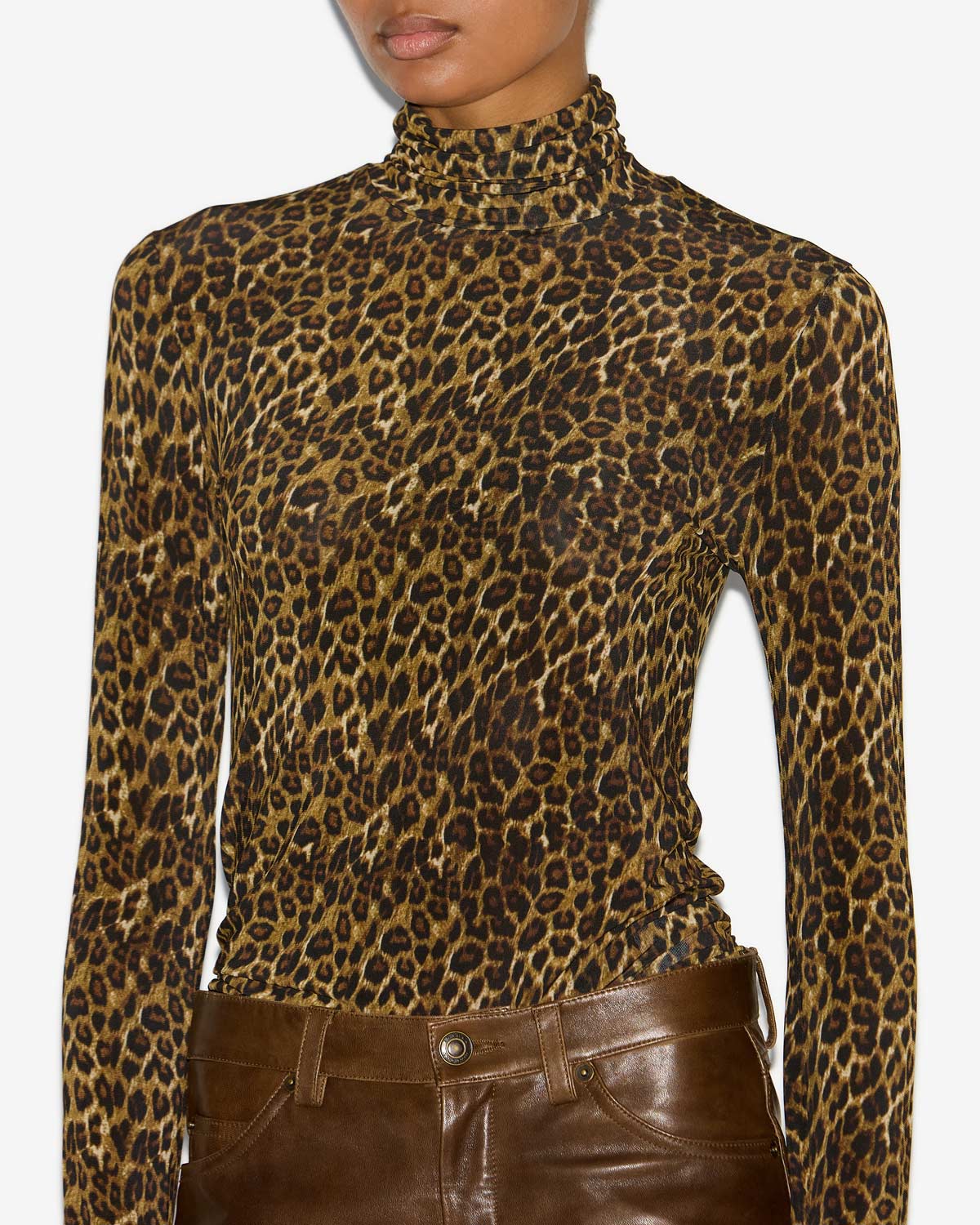 Joyela printed roll neck top - Leopard - Woman - 2