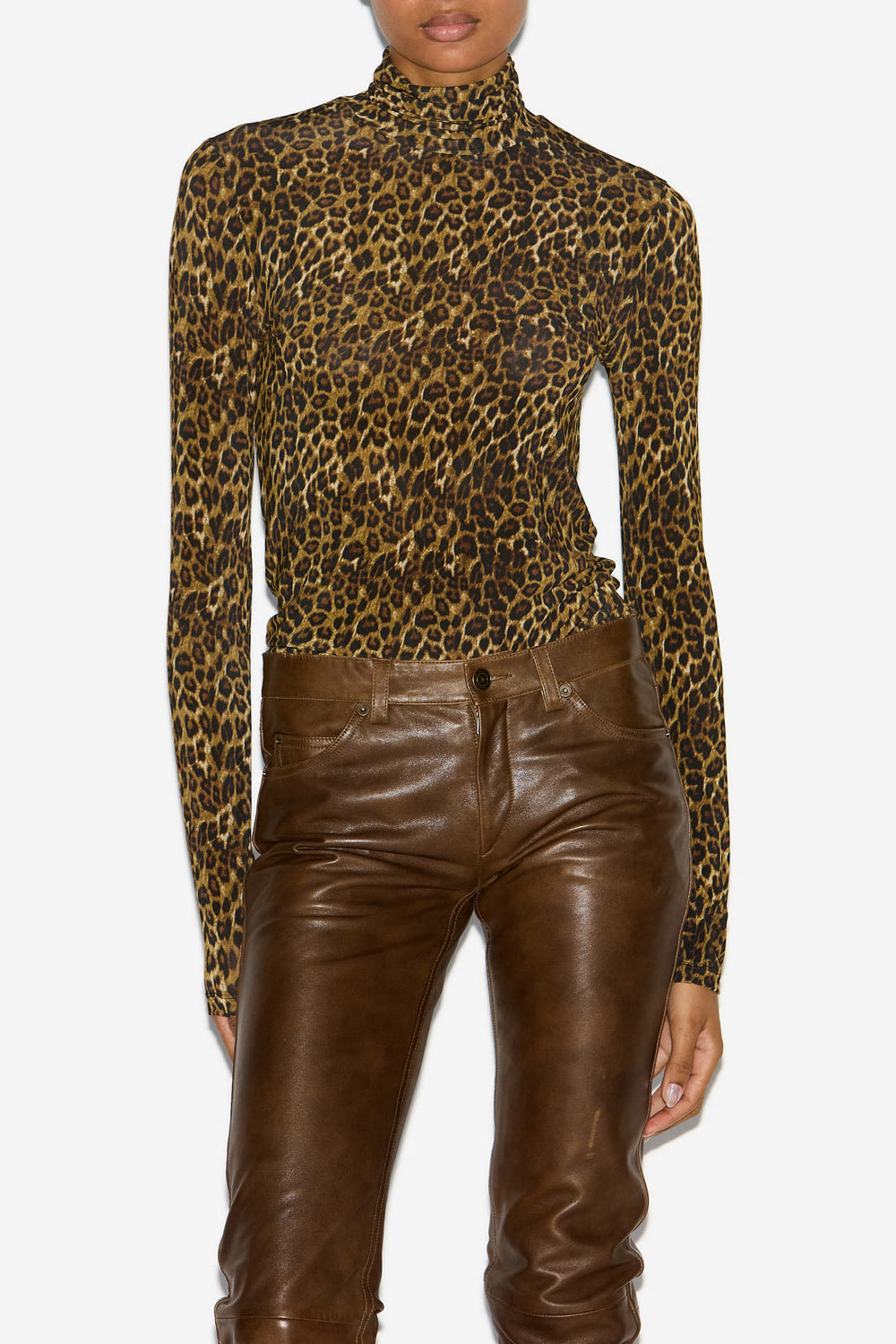 조이엘라(joyela) 프린트 터틀넥 탑 - Leopard - Woman - 4