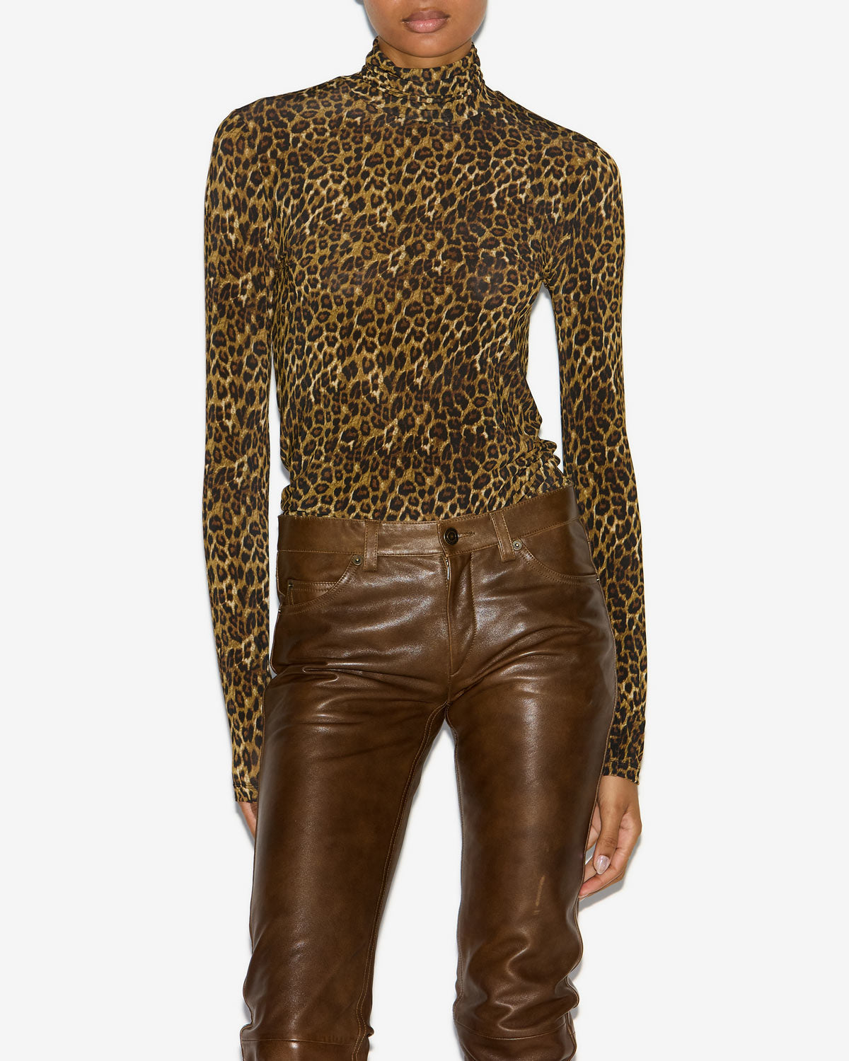 Joyela printed roll neck top - Leopard - Woman - 3