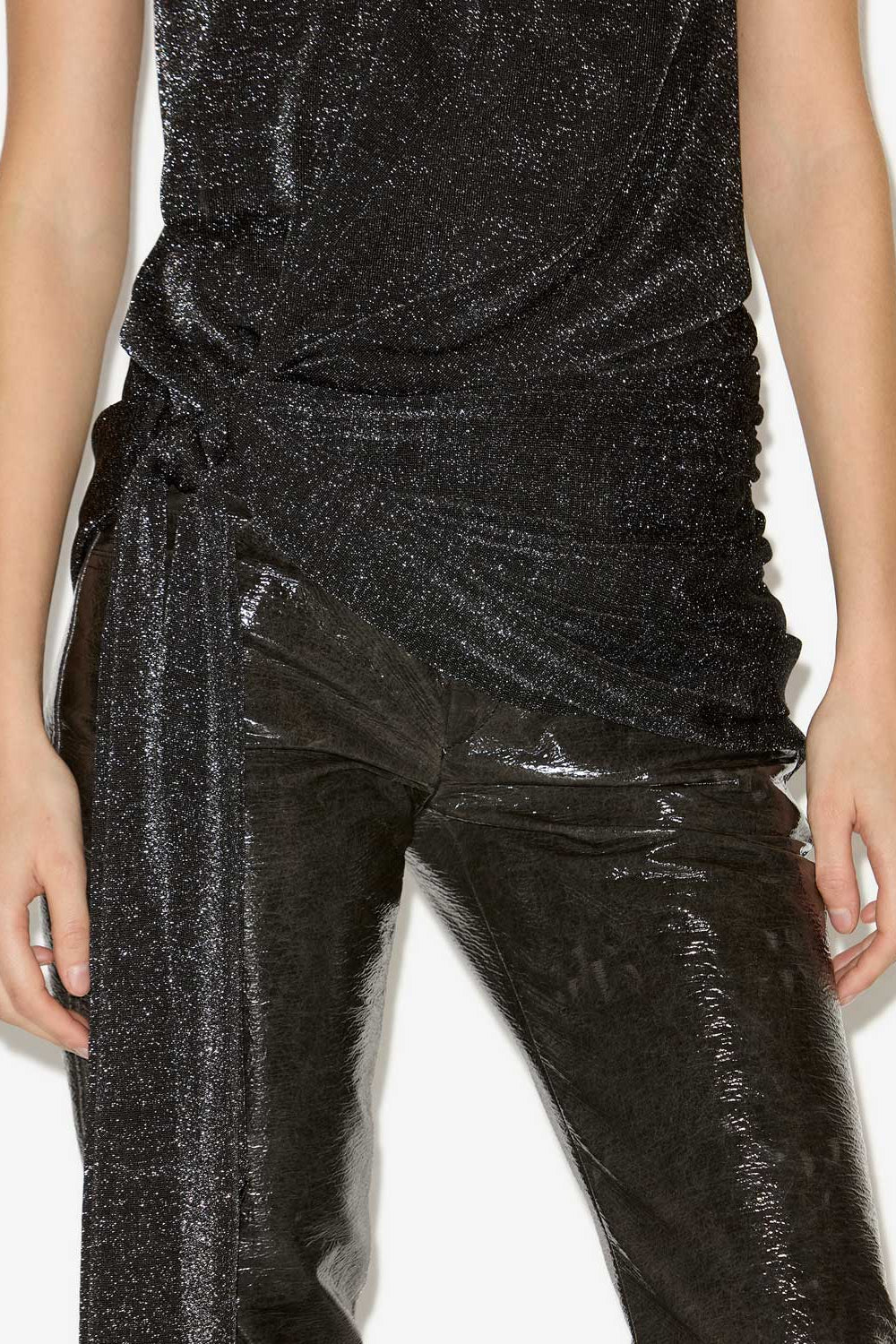 셀리니(celini) 드레이프 뷔스티에 탑 - Black and silver - Woman - 3