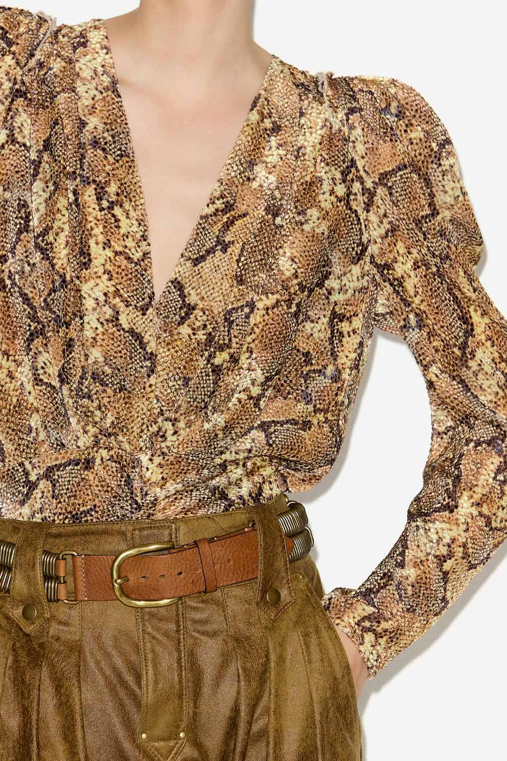 Blusa marlin de terciopelo devoré estampado - Sand - Woman - 3
