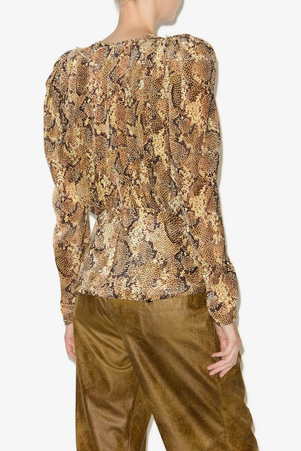 Blusa marlin de terciopelo devoré estampado - Sand - Woman - 5