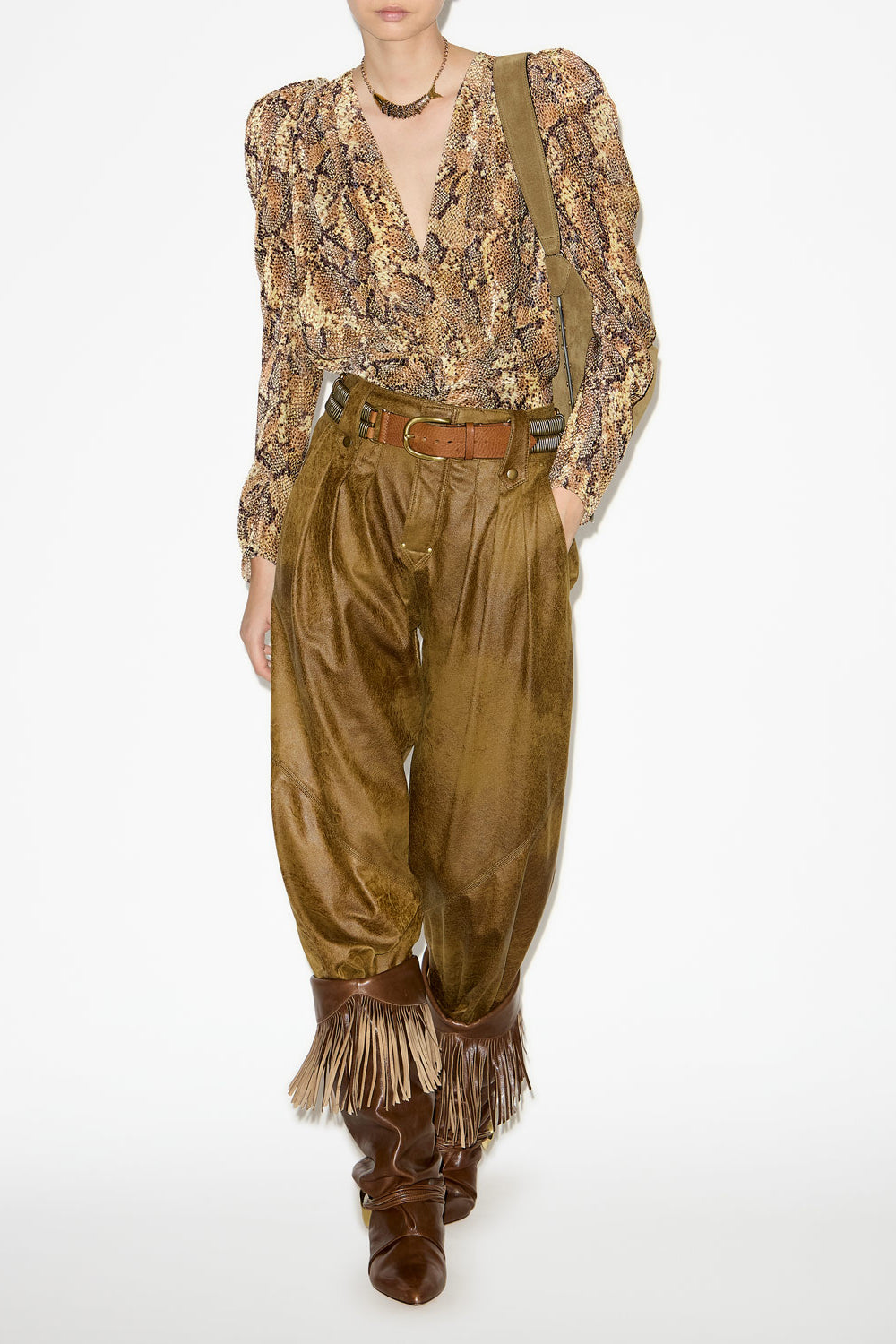 Blusa marlin de terciopelo devoré estampado - Sand - Woman - 2