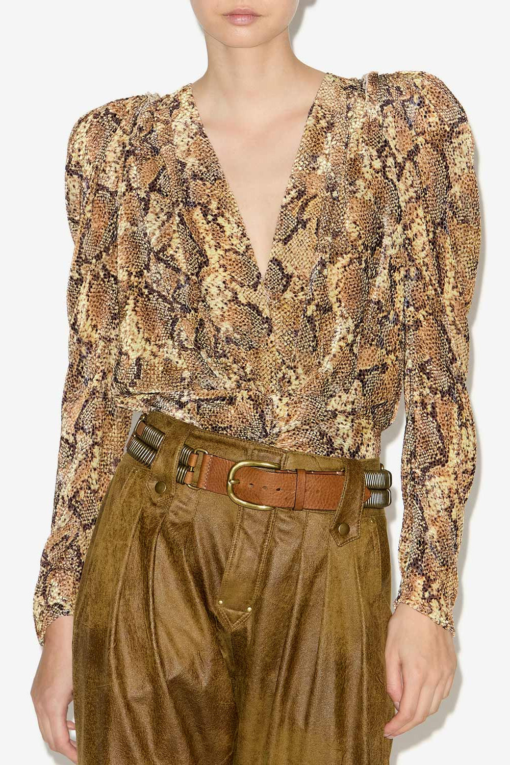 Blusa marlin de terciopelo devoré estampado - Sand - Woman - 4