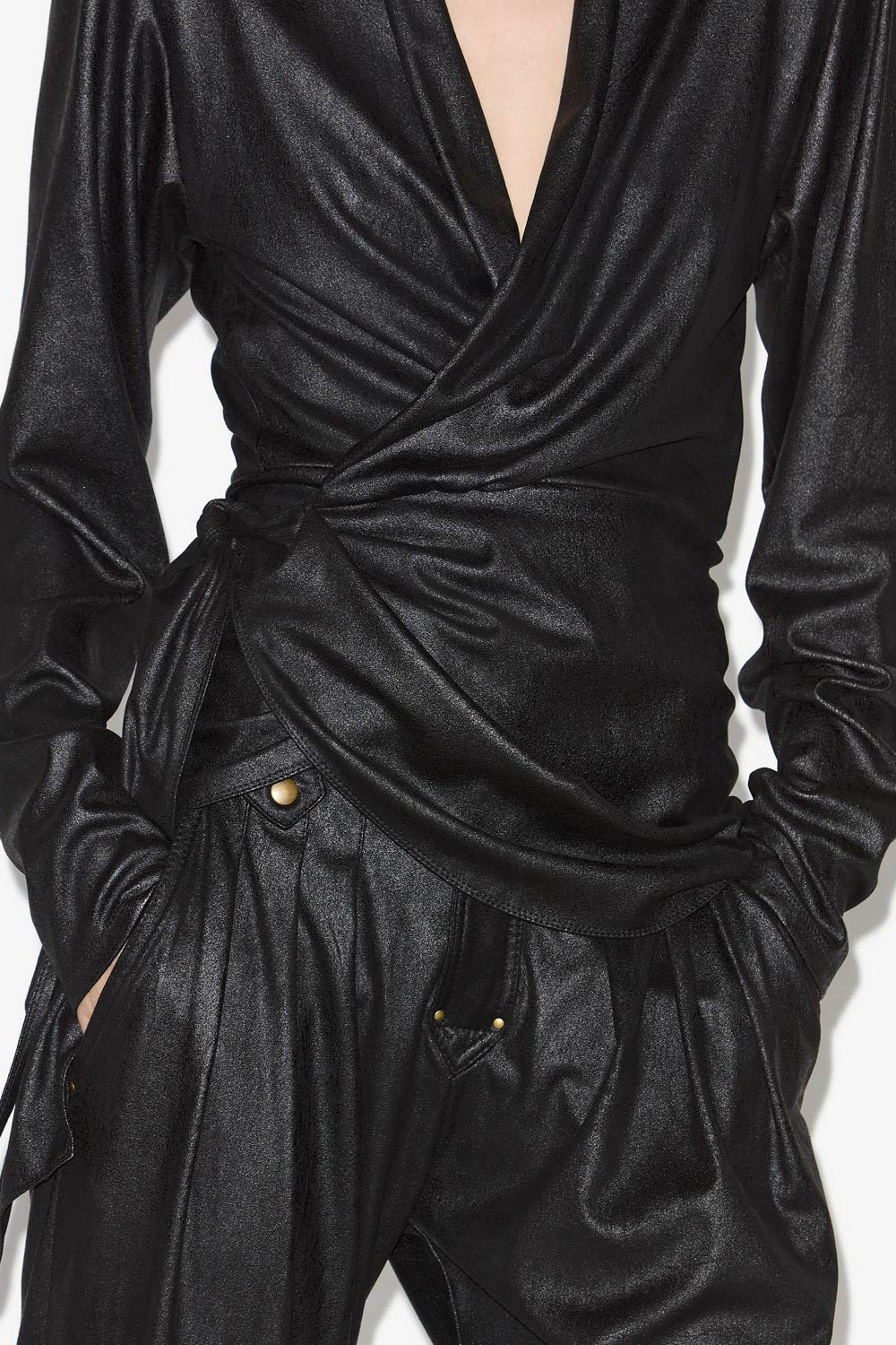 시네이(cinaye) 인조 스웨이드 랩오버 - 검은색 - Woman - 3