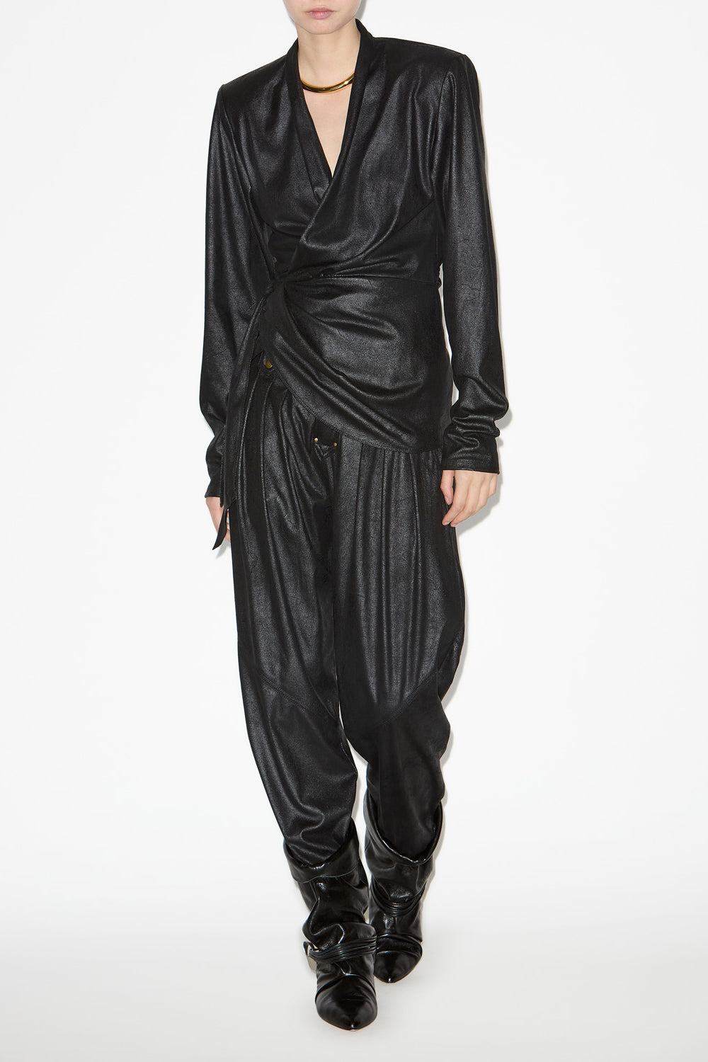 시네이(cinaye) 인조 스웨이드 랩오버 - 검은색 - Woman - 2