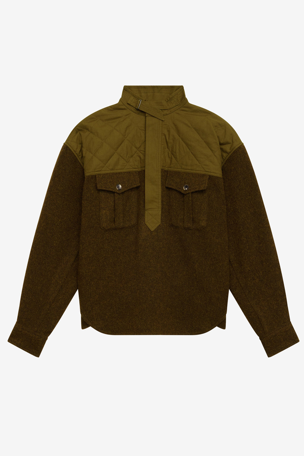 스티븐(staven) 이중 소재 긴소매 스웨터 - Dark khaki - Man - 1