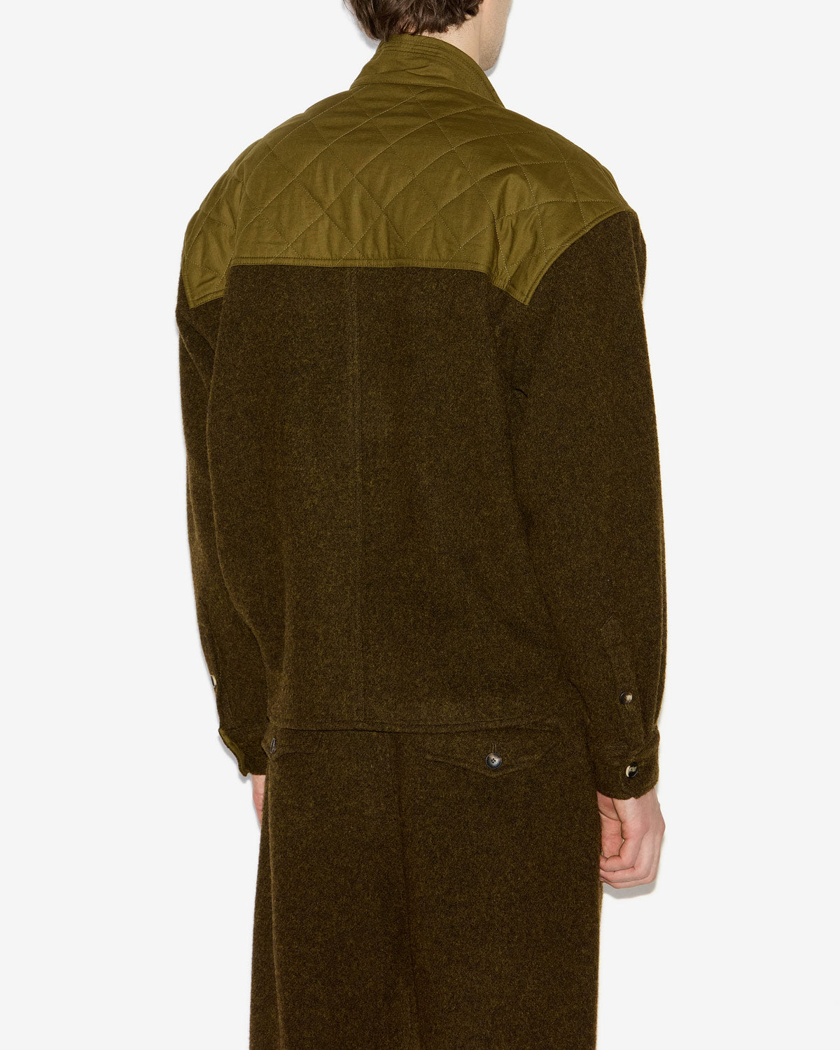 스티븐(staven) 이중 소재 긴소매 스웨터 - Dark khaki - Man - 4