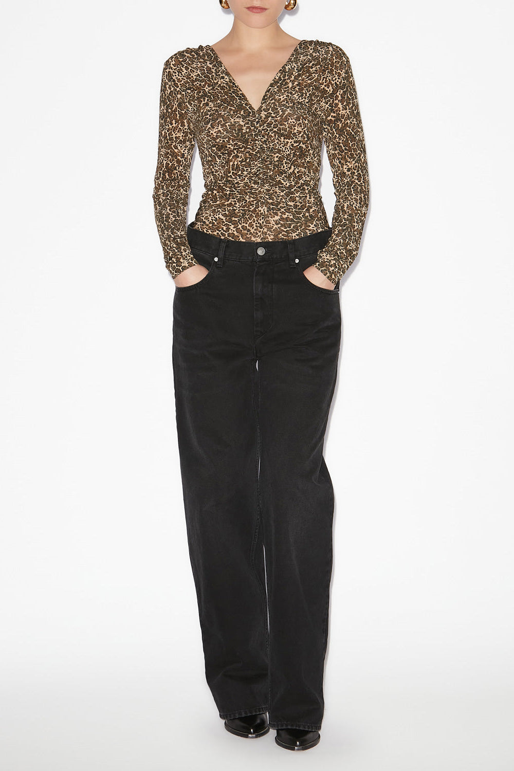 제니퍼(jenifer) 드레이프 긴소매 탑 - 갈색 - Woman - 2