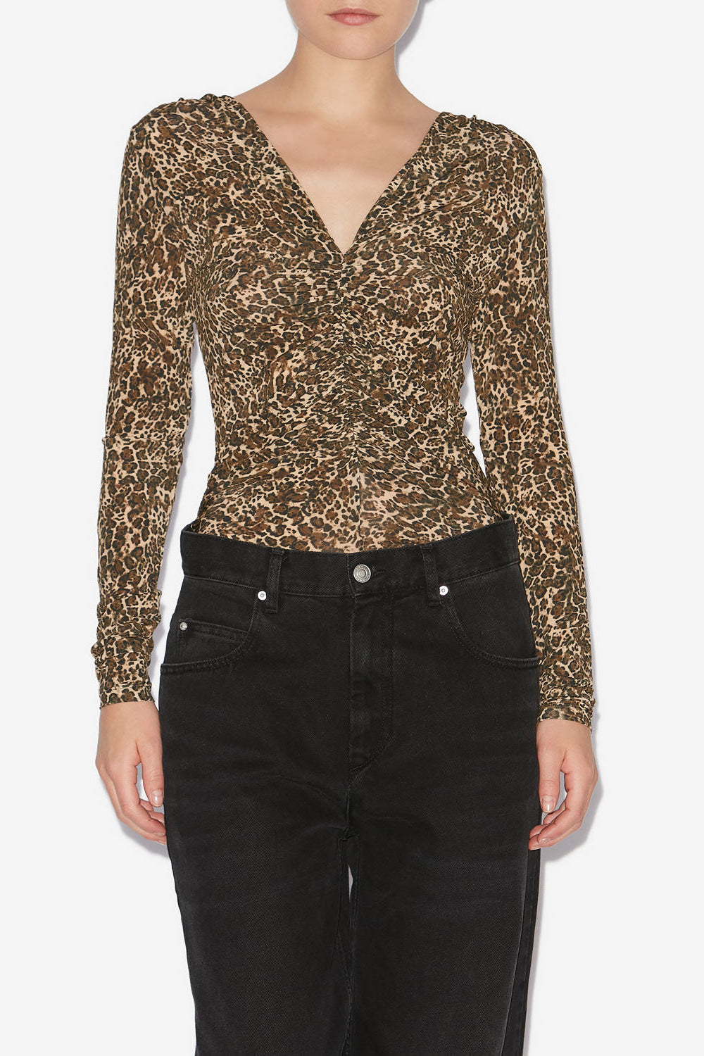 제니퍼(jenifer) 드레이프 긴소매 탑 - 갈색 - Woman - 4