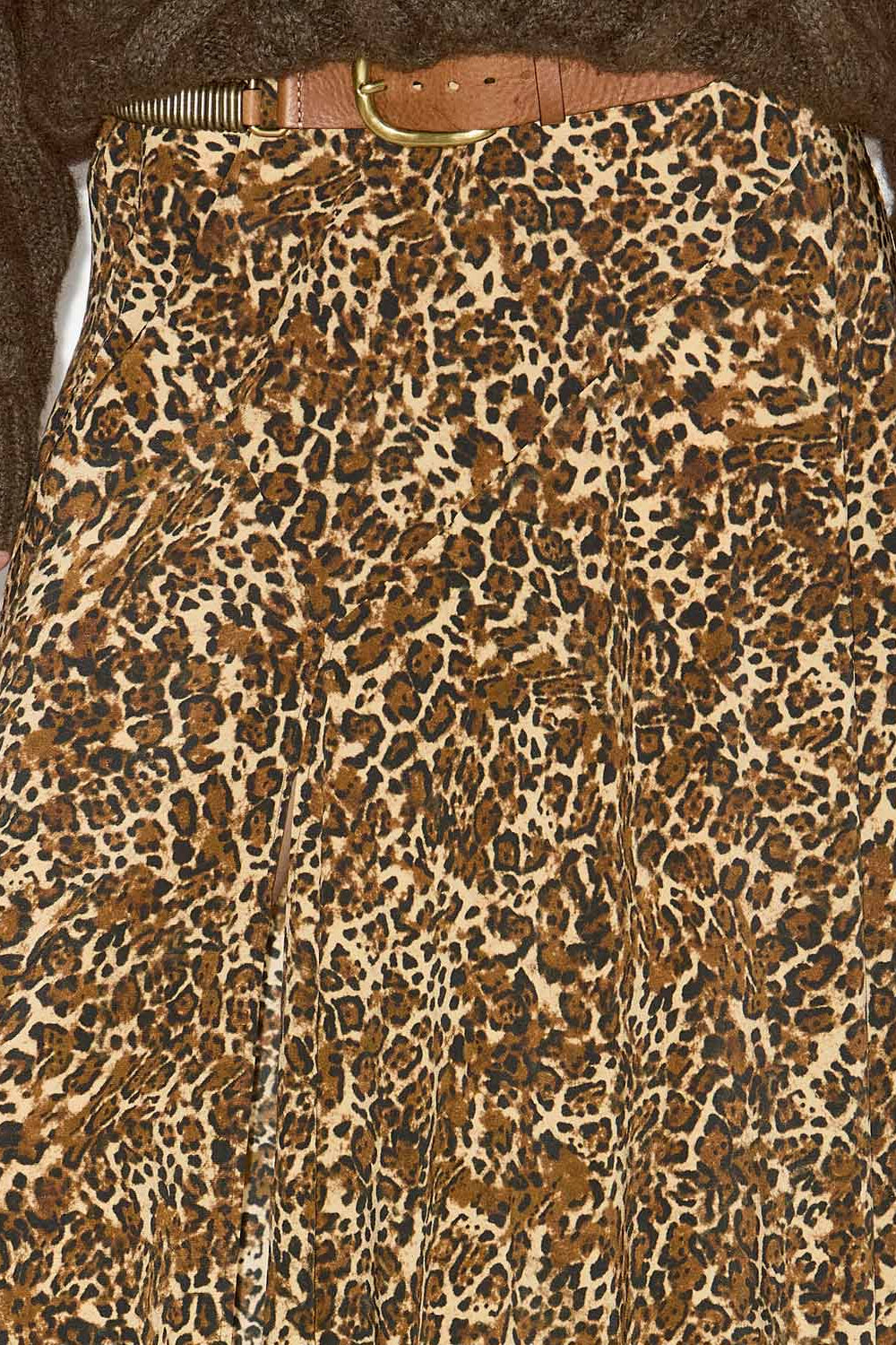 Gonna sakura lunga in seta stampata - Leopard - Woman - 3