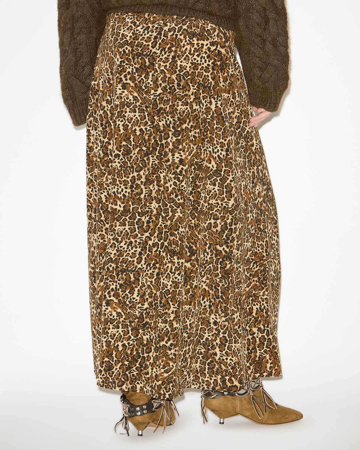 Gonna sakura lunga in seta stampata - Leopard - Woman - 4