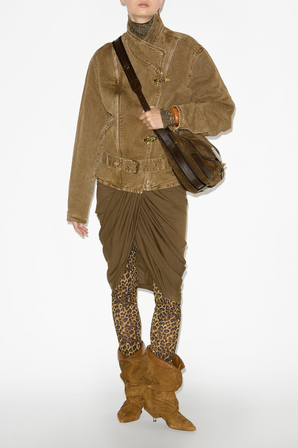 Gonna anny drappeggiata in jersey - Bronzo - Woman - 2