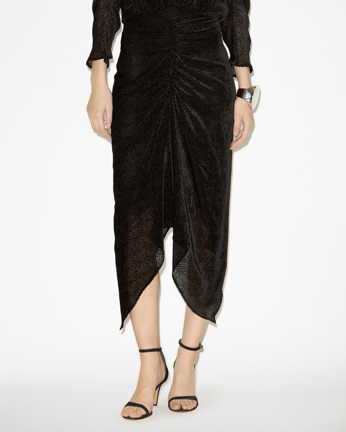 Caelia draped velvet skirt - Black - Woman - 3