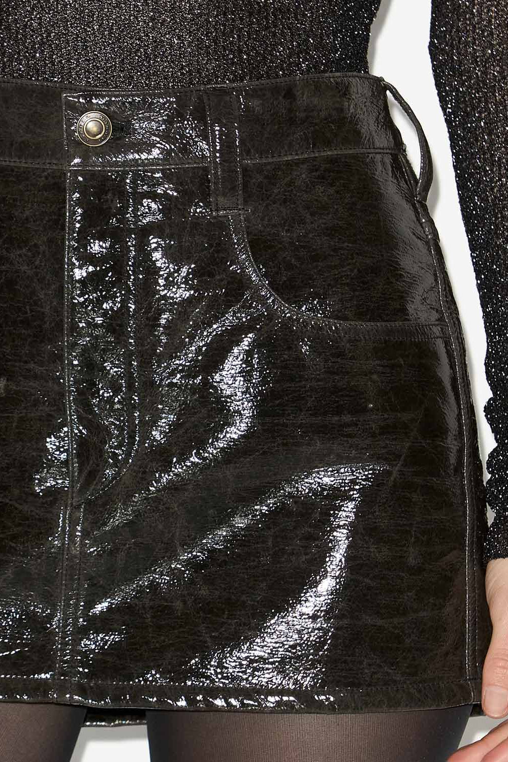 Mini jupe laviana en vinyle  - Gris vintage - Woman - 3