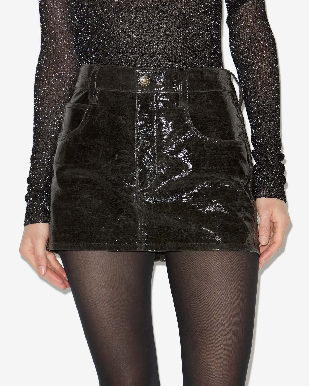 Laviana vinyl mini skirt - Vintage grey - Woman - 3