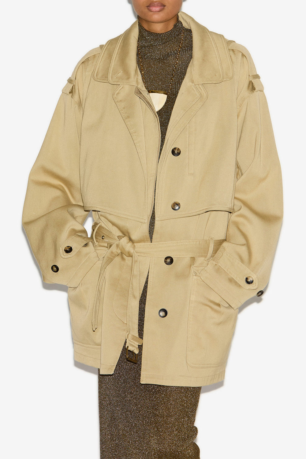 Jovana mid-length cotton trench coat - Beige - Woman - 4