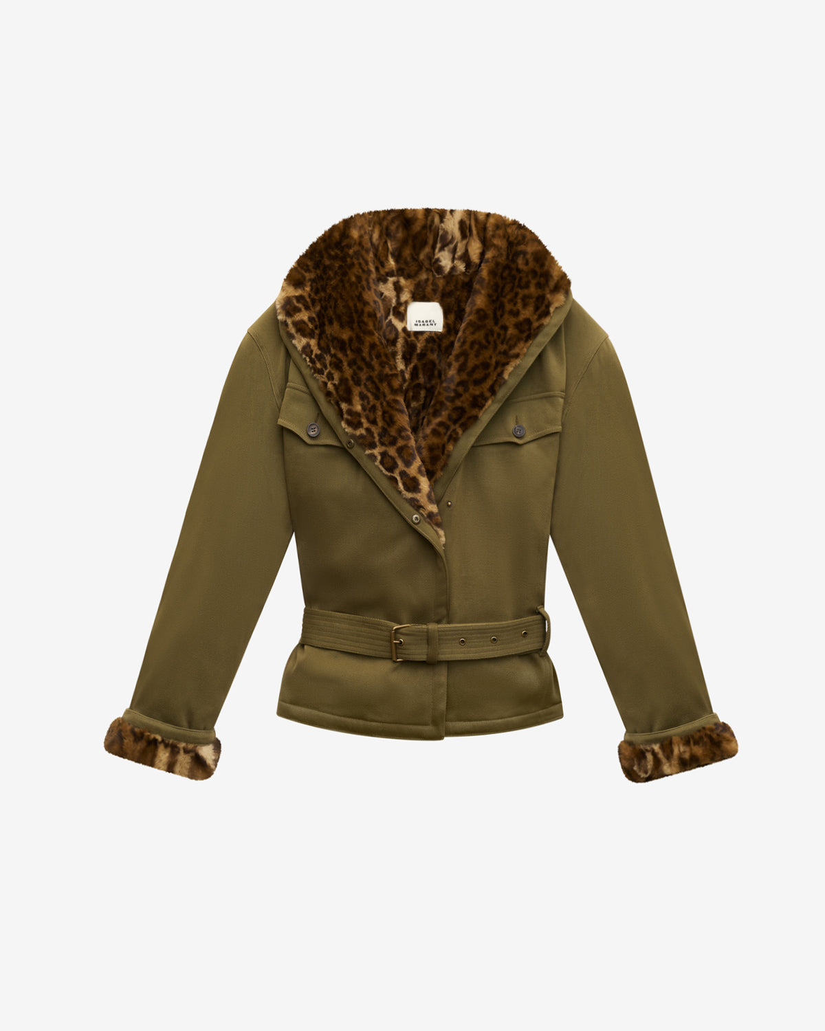 Jerika coat with a leopard print collar - Bronze - Woman - 5